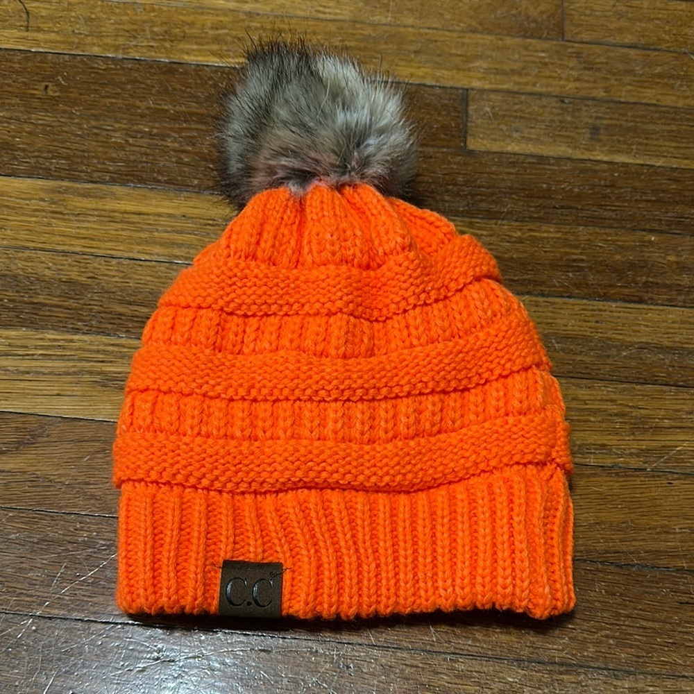 C.C. Women’s Fleece Lined Slouch Beanie, Bright Orange